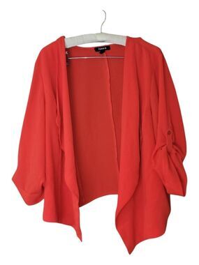 Torrid  1 Red Crepe Open Blazer Csrdigan 3/4 Sleeves 1X